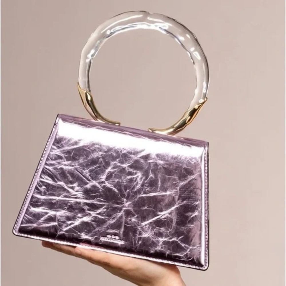 NWT Alexis Bittar Lucite Quad Handbag in Metallic Lilac